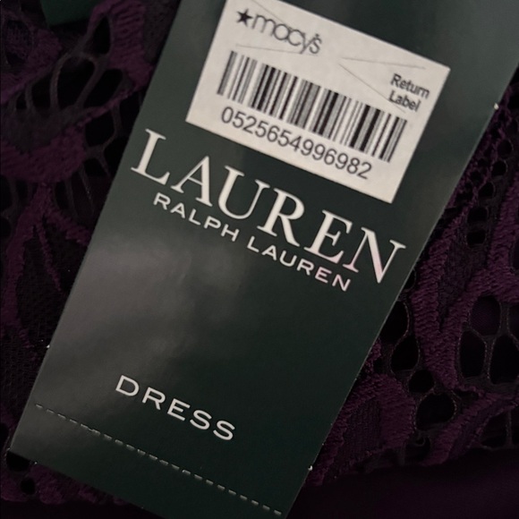 Ralph Lauren | Deep Purple Lace Long Sleeve Dress with bell sleeves - Picture 9 of 14